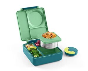 OmieBox Bento Box for Kids – Insulated Bento Lunch Box with Leak Proof Thermos Food Jar – 3 Compartments, Two Temperature Zones – (Meadow) (Single) (Packaging May Vary)