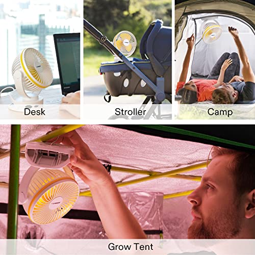 VIVOSUN USB Powered Clip on Fan, 4 Speeds & 2 Level Light Adjustable, 6 inch Desk Fan with Strong Airflow, Sturdy Clamp & Hanging Hook for Grow Tent Bedroom Dorm Office Gym Camp Stroller | The Storepaperoomates Retail Market - Fast Affordable Shopping