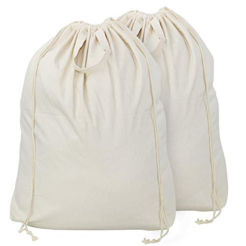 2 Pcs Canvas Laundry Bags with Carrying Handles & Drawstring Closure, Machine-washable Laundry Lining Bags for Laundry Hamper or Baskets | The Storepaperoomates Retail Market - Fast Affordable Shopping