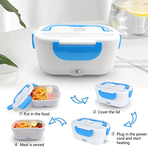 VECH Electric Heating Lunch Box Food Heater Portable Lunch Containers Warming Bento Box for Home & Office Use 110V Heat up Lunch Box (Blue) | The Storepaperoomates Retail Market - Fast Affordable Shopping