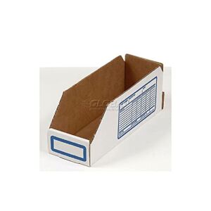 Foldable Corrugated Shelf Bin 2″W x 18″D x 4-1/2″H, White – Lot of 100