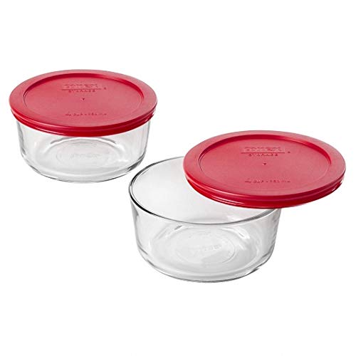 Food Storage Pyrex Pyrex Storage 4-Cup Round Dish with red plastic lids(Pack of 2 Containers), 2 pack | The Storepaperoomates Retail Market - Fast Affordable Shopping