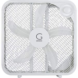 Genesis 20″ Box Fan, 3 Settings, Max Cooling Technology, Carry Handle, White (G20BOX-WHT)