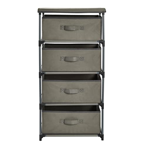 4-Tier Drawer Clothes Organizer, Fabric Storage Dresser for Clothing, Linens, Closet Organization (Light Gray 16.5 x 13 x 33 In) | The Storepaperoomates Retail Market - Fast Affordable Shopping