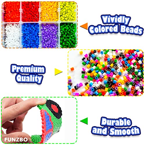 FunzBo Fuse Beads Craft Kit – 111 Patterns Melty Fusion Colored Beads Arts and Crafts Pearler Set for Kids – 5500 5mm Bead 9 pegboards for Boys Girls Age 5 6 7 Classroom Activity Gift (Large) | The Storepaperoomates Retail Market - Fast Affordable Shopping