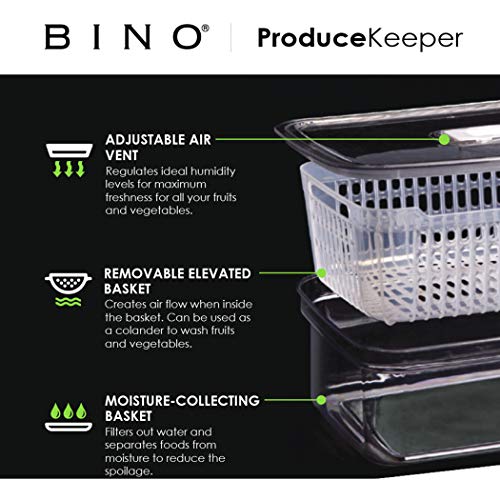 BINO Produce Saver, 15.2 Cup/3.6L – Produce Saver Containers for Refrigerator Fruit Containers for Fridge Lettuce Keeper for Fridge Fruit Storage Containers for Fridge Vegetable Storage Berry Basket | The Storepaperoomates Retail Market - Fast Affordable Shopping