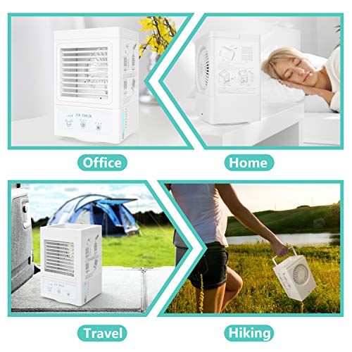 Portable Air Conditioner, 700 ML Water Tank, 5000mAh Rechargeable Battery Operated 120°Auto Oscillation Personal Mini Air Cooler with 3 Wind Speeds, 3 Cooling Levels, Perfect for Office Desk, Dorm, Bedroom and Outdoors | The Storepaperoomates Retail Market - Fast Affordable Shopping