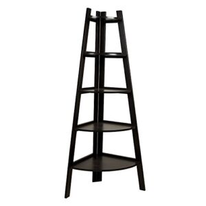 Five Tier Corner Ladder Display Bookshelf – Black