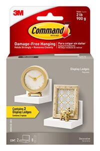 Command Display Ledges, Quartz, 2-Ledges, 8-Medium Foam Strips, Decorate Damage-Free, Pack of 2