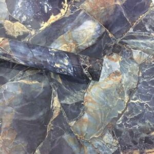 UPREDO Blue Stone Marble Granite Look Effect Countertops Gloss Vinyl Film 12inch by 79inch (Blue Stone)