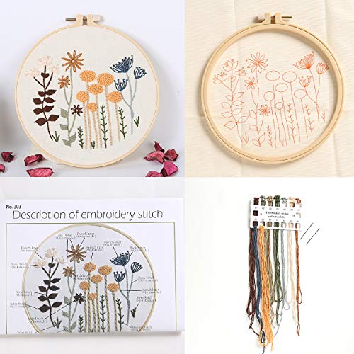 3 Sets of Beginner Embroidery Kits with 3 Patterns and 6 Needles, Needlepoint Kits for Adults ,Including Embroidery Floss,3 Plastic Hoops and 3 Cotton Fabric | The Storepaperoomates Retail Market - Fast Affordable Shopping
