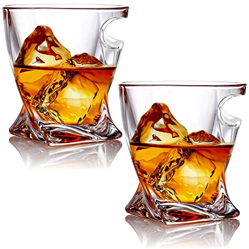 Whiskey Glasses set of 2 – Crystal Old Fashioned Rock Glass Scotch Bourbon and Spirits 10 Ounce Liqueur Tumbler with Side Rest | The Storepaperoomates Retail Market - Fast Affordable Shopping