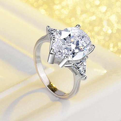 A.Minnymin 5ct Pear Cut Triangle Unique AAA CZ 925 Silver Women’s Engagement Ring Size 4-9 (7) | The Storepaperoomates Retail Market - Fast Affordable Shopping