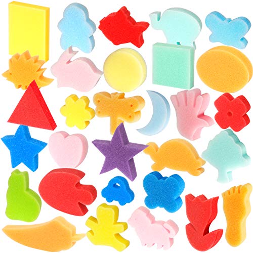 LEOBRO 30pcs Sponge Painting Shapes Painting Craft Sponge for Toddlers Assorted Pattern Early Learning Sponge | The Storepaperoomates Retail Market - Fast Affordable Shopping