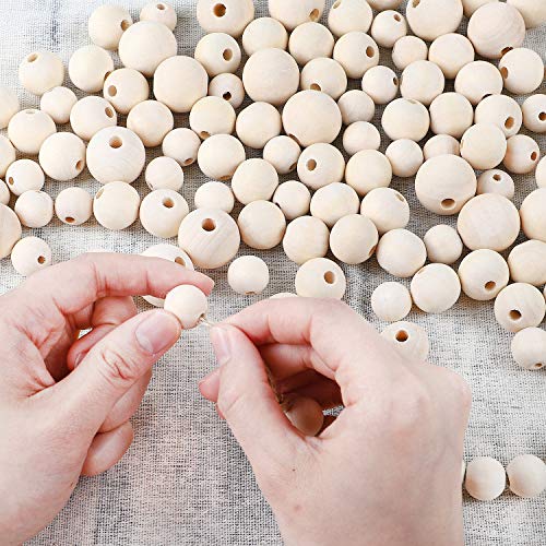 DICOBD 300pcs Wooden Beads 3 Sizes(16mm/20mm/25mm) Natural Unfinished Round Wood Beads Large with 20 Metre Jute Twine for Jewelry Making Home Farmhouse Decoration | The Storepaperoomates Retail Market - Fast Affordable Shopping