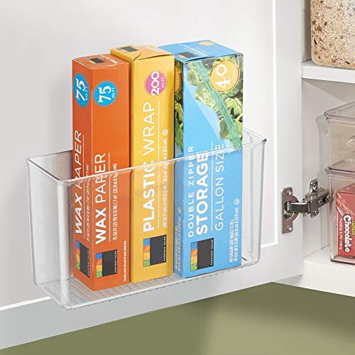 mDesign Plastic Adhesive Mount Storage Organizer Container for Kitchen or Pantry Wall Organization – Space Saving Holder for Sandwich Bags, Foil – 11″ Wide – Ligne Collection – Clear | The Storepaperoomates Retail Market - Fast Affordable Shopping