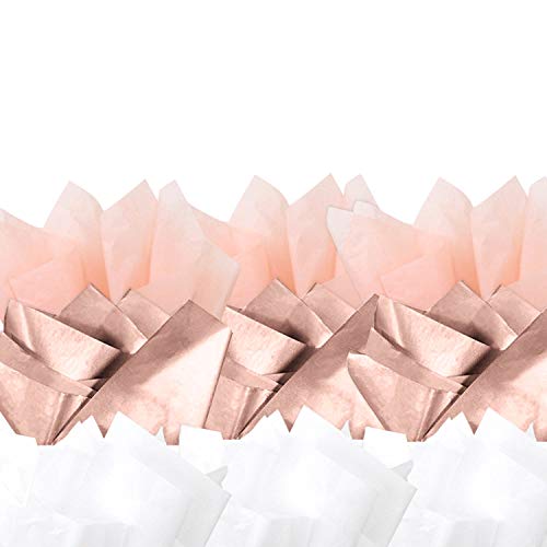 UNIQOOO 60 Sheets Assorted Metallic Rose Gold Pink Gift Wrapping Tissue Paper Bulk, Recyclable Durable, for Gift Bag Box Wrapping Crafts DIY, Wedding Birthday Party Favors, Tassel,Confetti, 20X26 Inch | The Storepaperoomates Retail Market - Fast Affordable Shopping