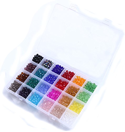 Shapenty 24 Colors 6mm Decorative Hand Briolette Faceted Rondelle Crystal Glass Beads with Hole for DIY Craft Bracelet Necklace Jewelry Making, 1200 Pieces/Box | The Storepaperoomates Retail Market - Fast Affordable Shopping