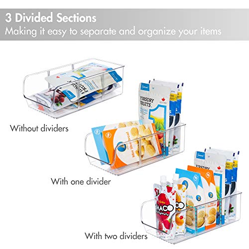 YIHONG Food Packet Organizer Bins for Pantry Organization, 4 Pack Plastic Clear Storage Bins for Storing Seasoning Packets, Spices, Sauce Packets,Snacks, with 2 Removable Dividers | The Storepaperoomates Retail Market - Fast Affordable Shopping