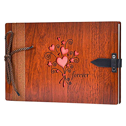 Wooden Scrapbook Wood DIY Photo Album 80 Pages,”Forever”Photo Album Memory Book Travel Album Retro Scrapbook for Baby Shower Birthday Anniversary | The Storepaperoomates Retail Market - Fast Affordable Shopping