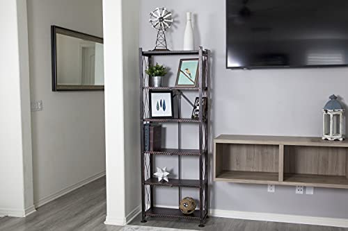 Origami RB-OTM 6-Tier Book Shelf, Stamped Shelving, Bronze | The Storepaperoomates Retail Market - Fast Affordable Shopping