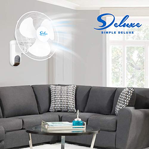 Simple Deluxe 16 Inch Adjustable Tilt, Digital Household Wall Mount Fans, 90 Degree, 3 Speed Settings, 1 Pack, White | The Storepaperoomates Retail Market - Fast Affordable Shopping