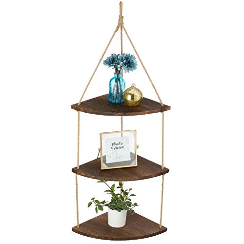 Sziqiqi Corner Shelf 3 Tired Hanging Shelf Organic Wooden Shelf for Wall Decor Accent Display Trinket Organizer, Farmhouse Sector-Shaped | The Storepaperoomates Retail Market - Fast Affordable Shopping