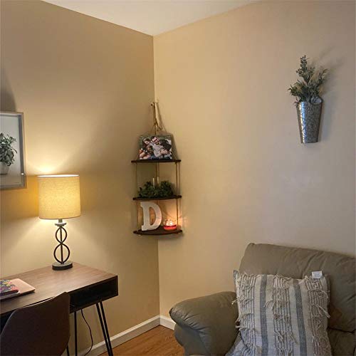 Sziqiqi Corner Shelf 3 Tired Hanging Shelf Organic Wooden Shelf for Wall Decor Accent Display Trinket Organizer, Farmhouse Sector-Shaped | The Storepaperoomates Retail Market - Fast Affordable Shopping