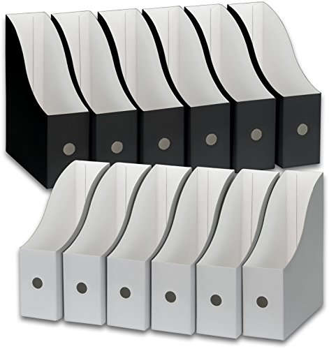 Simple Houseware White / Black Magazine File Holder Organizer Box (Pack of 12) | The Storepaperoomates Retail Market - Fast Affordable Shopping