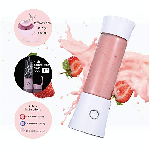 Portable Blender, Personal Smoothie Mini Juicer Cup, 480ml Fruit Mixing Machine, USB Rechargeable Blender Mixer Juice Machine with Folding Brush (White) | The Storepaperoomates Retail Market - Fast Affordable Shopping