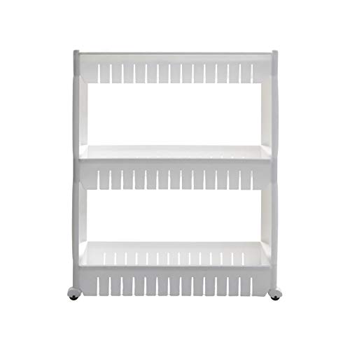 HomeRoots 3 Tier Slim Storage Cart with Wheels Mobile Shelving Unit Organizer Slide Out Storage Rolling Utility Organizer Rack for Kitchen Bathroom Laundry Narrow Places, White | The Storepaperoomates Retail Market - Fast Affordable Shopping