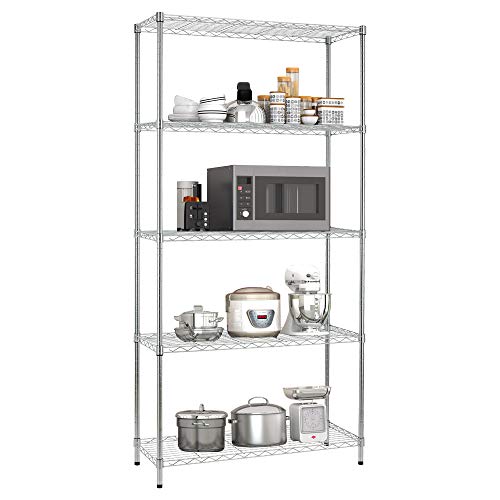 Meet perfect Adjustable 5-Shelf Shelving Unit Storage Rack Utility Rack, Heavy Duty Freestanding Ventilated Metal Wire Rack Multipurpose Shelves Display Rack – 72″ H x 36″ L x 14″ W-Chrome | The Storepaperoomates Retail Market - Fast Affordable Shopping