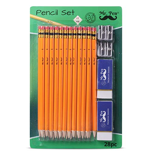 Mr. Pen- Pencils with Sharpener and Eraser, 24 Pencils, 2 Metal Pencil Sharpeners, 2 Erasers, Pencils and Sharpener, Pencil and Sharpener Set, School Supplies, Pencil with Sharpener, Erasers for Kids | The Storepaperoomates Retail Market - Fast Affordable Shopping