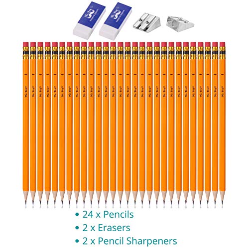 Mr. Pen- Pencils with Sharpener and Eraser, 24 Pencils, 2 Metal Pencil Sharpeners, 2 Erasers, Pencils and Sharpener, Pencil and Sharpener Set, School Supplies, Pencil with Sharpener, Erasers for Kids | The Storepaperoomates Retail Market - Fast Affordable Shopping