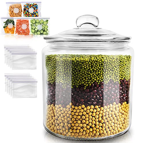 Masthome Glass Jar with Airtight Lid, 1 Gallon Glass Storage Container for Flour, Pasta, Candy, Cookies, Food Storage Containers for Kitchen Pantry, Dishwasher Safe, 15PCS Food Storage Bags Included | The Storepaperoomates Retail Market - Fast Affordable Shopping