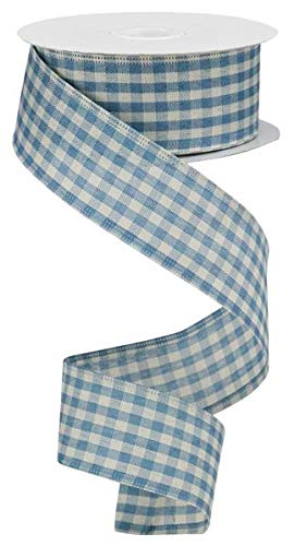 Primitive Gingham Check Wired Edge Ribbon, 10 Yards (Farmhouse Blue, Ivory, 1.5″) | The Storepaperoomates Retail Market - Fast Affordable Shopping
