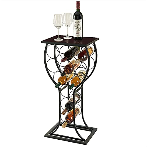 MORITIA Freestanding Wine Storage Organizer Display Rack, Wine Rack Console Table, Vertical Design for Small Spaces, Holds 11 Bottles, 15W x 12D x 33H inch | The Storepaperoomates Retail Market - Fast Affordable Shopping