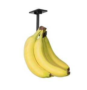 Banana Hanger – Under Cabinet Hook for Bananas or Other Lightweight Kitchen Items. Hook Folds-up When Not in Use. Self-Adhesive and Pre-drilled Holes (Screws Provided!) Keep Bananas Fresh.(Black)