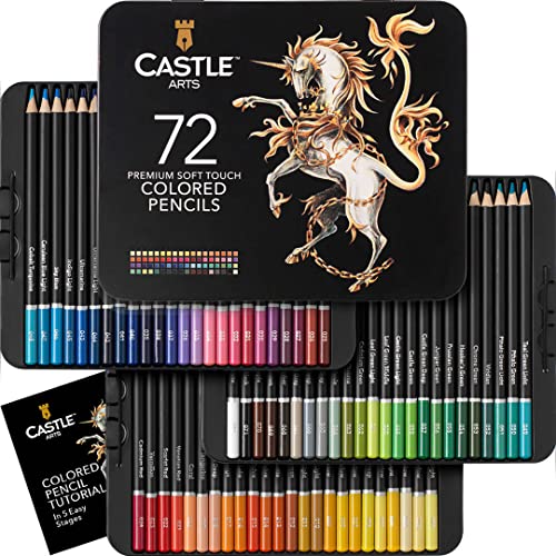 Castle Art Supplies 72 Colored Pencils Set | Quality Soft Core Colored Leads for Adult Artists, Professionals and Colorists | Protected and Organized in Presentation Tin Box | The Storepaperoomates Retail Market - Fast Affordable Shopping
