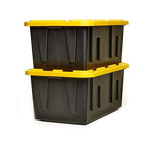 HOMZ 27 Gallon Durabilt Storage Bins, Pack of 2 Heavy Duty Plastic Containers, Secure Snap Lids, 6 Hasp Areas for Tie-Down Straps or Locks, Stackable, Nestable, Organizing Totes | The Storepaperoomates Retail Market - Fast Affordable Shopping