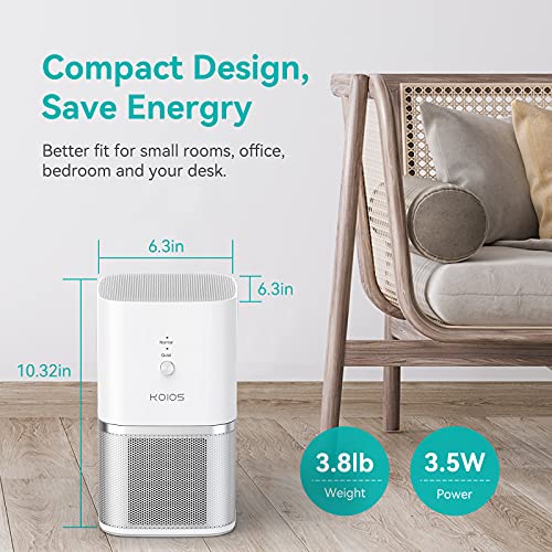 Air Purifiers for Home Bedroom, KOIOS H13 HEPA Air Purifier with Auto Speed Control for Pets Hair Dander Smoke, Portable Air Filter with Fragrance Sponge for Small Room Office Desk Kitchen (white2) (silver) (silver) | The Storepaperoomates Retail Market - Fast Affordable Shopping