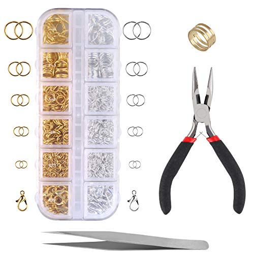 1200pcs Open Jump Rings and Lobster Clasps with Jump Ring Pliers, Perfect Jewelry Findings Kit for Jewelry Making Supplies and Necklace Repair | The Storepaperoomates Retail Market - Fast Affordable Shopping