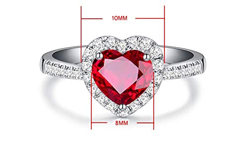 Dungkey Red Ruby Heart Shape Gemstone Sterling 925 Silver Wedding Rings for Women Bridal Fine Jewelry Engagement Bague Accessories (6) | The Storepaperoomates Retail Market - Fast Affordable Shopping