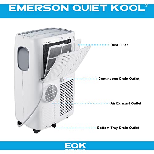 Emerson Quiet Kool EAPC8RD1 3 in 1 Portable Air Conditioner, Dehumidifier & Fan with Remote Control | for Rooms up to 300 Sq.Ft. | Digital Display | 24H-Timer | White | EAPC5RC1, Sq. Ft | The Storepaperoomates Retail Market - Fast Affordable Shopping