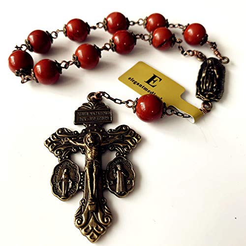 elegantmedical car rosary Carnelian Beads Catholic Prayer one decade rosary bracelet Bronze Pardon cross Gift | The Storepaperoomates Retail Market - Fast Affordable Shopping