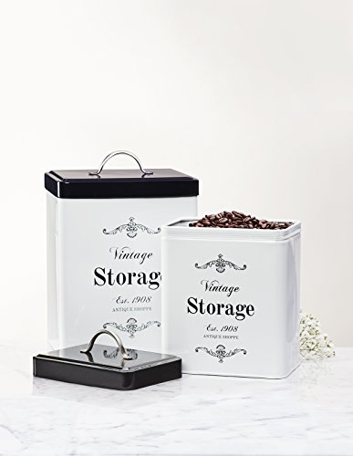 Amici Home, , Antique Shoppe Vintage Storage Metal Canisters, Food Safe, Push Top Lid, Assorted Set of 2 (Large, 208 Ounces; Small, 96 Ounces) | The Storepaperoomates Retail Market - Fast Affordable Shopping