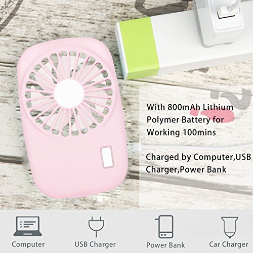 Unee1 Portable Mini Fan Handheld Necklace Personal Fan Battery Operated Rechargeable for Outdoor Travel Home Office (Pink) | The Storepaperoomates Retail Market - Fast Affordable Shopping