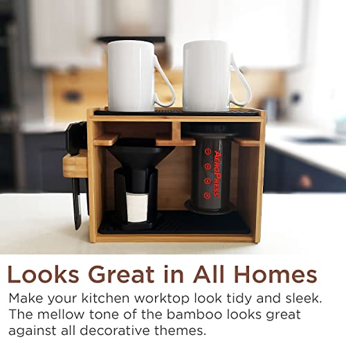 HEXNUB – Bamboo Organizer for AeroPress, Caddy Station Holds AeroPress Coffee Maker, Filters, Cups, Pour Over Accessories With Silicone Dripper Mat, Increased Space Saving (Black) | The Storepaperoomates Retail Market - Fast Affordable Shopping