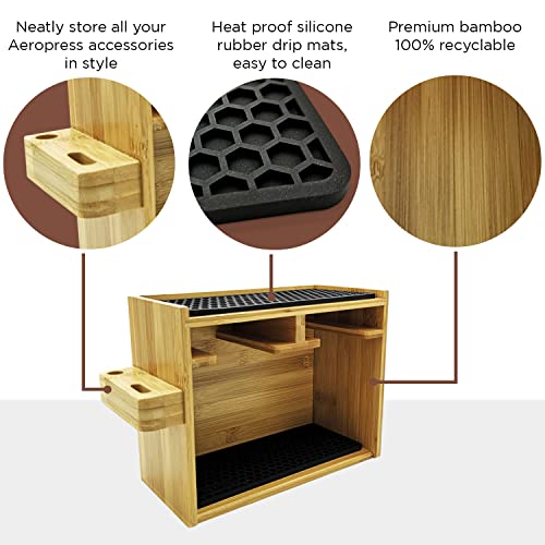 HEXNUB – Bamboo Organizer for AeroPress, Caddy Station Holds AeroPress Coffee Maker, Filters, Cups, Pour Over Accessories With Silicone Dripper Mat, Increased Space Saving (Black) | The Storepaperoomates Retail Market - Fast Affordable Shopping