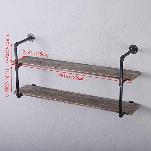 Industrial Pipe Shelving Metal Floating Shelves,Rustic Kitchen Wall Shelf Wood Hanging Shelf,48in Steampunk Large Pipe Shelves Wall Mounted,Bar Bookshelves Farmhouse Shelving Bookshelf (2 Tier) | The Storepaperoomates Retail Market - Fast Affordable Shopping